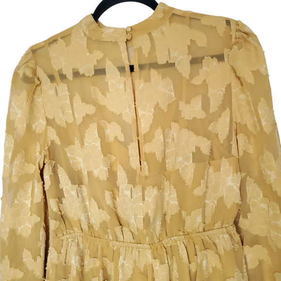 Asos Design High Neck Long Sleeve Mini Dress Mustard Gold Yellow US 8 - Picture 9 of 10